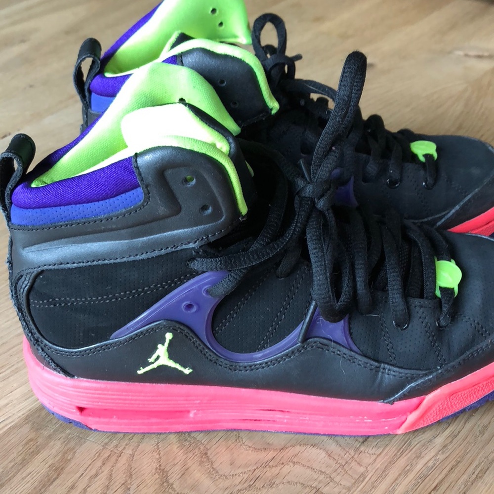 Nike air Jordan neon and black high tops